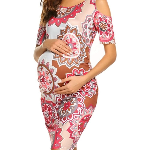 Amazon Dresses & Skirts - NWOT Knee Length Cold Shoulder Cut out  Lightweight Stretch Maternity Dress